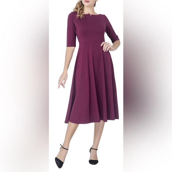 Elegant Long Sleeve Purple Dress - Picture 1 of 11
